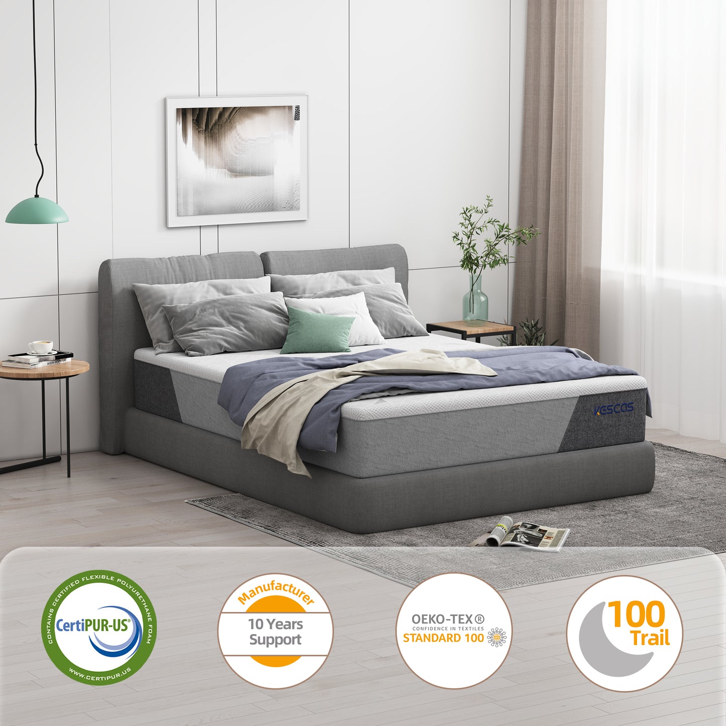 Spring Hybrid Twin Mattress - Cooling Gel Memory Foam, Pocket Innersprings, Edge Support, Medium Firm