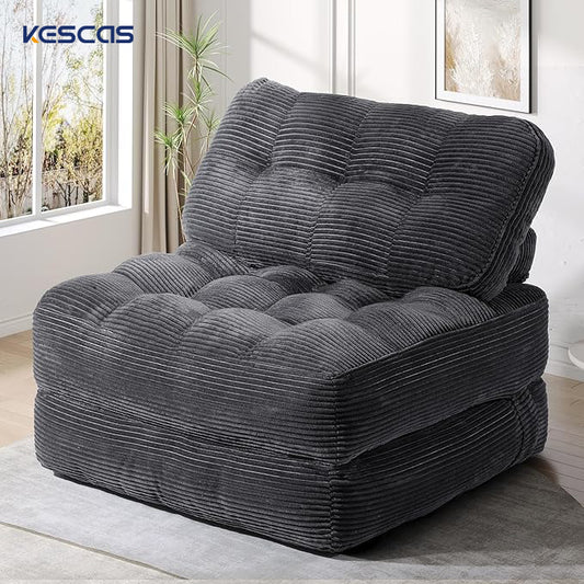 Kescas Folding Sofa Bed, Convertible Sleeper Chair with Supportive Pillow, Portable Fold-Out Floor Sofa Lounge for Living Room & Bedroom