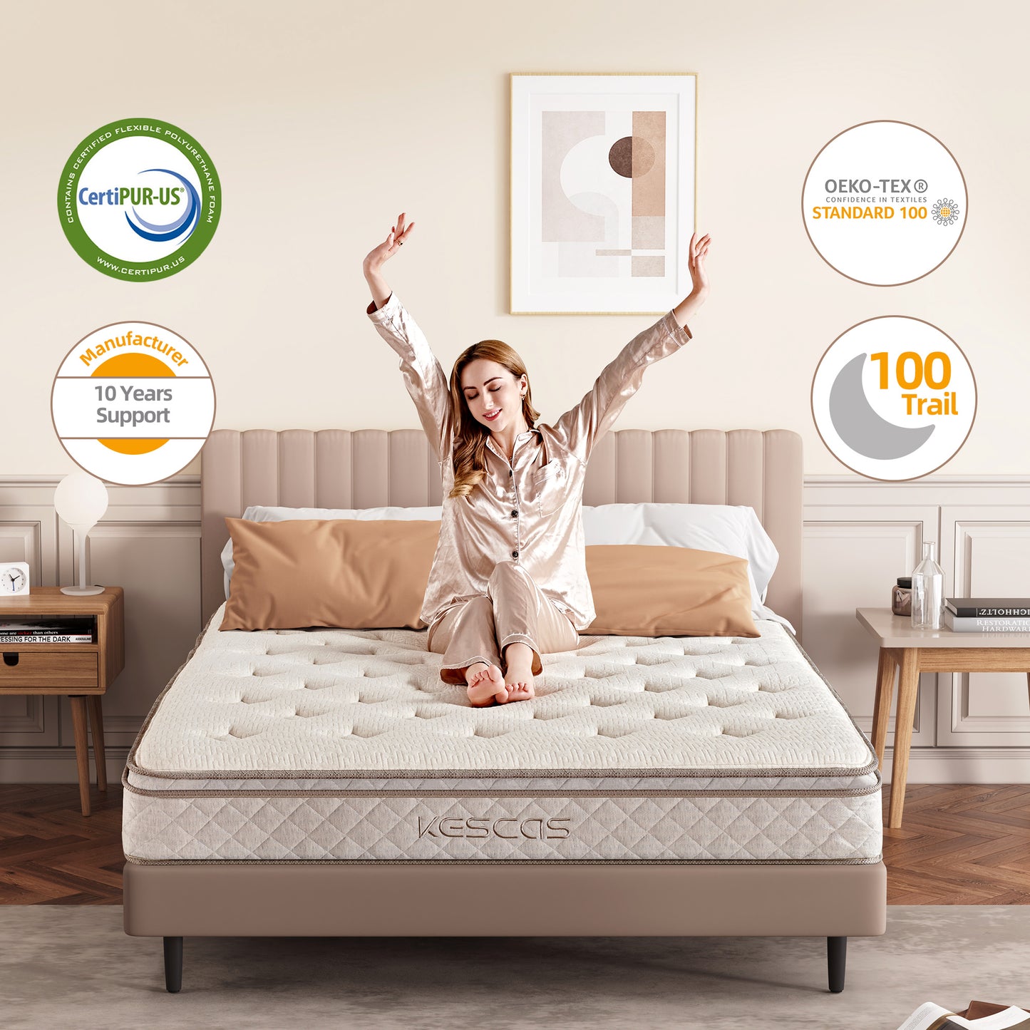 12" Memory Foam Hybrid Twin Mattress - Linen Cover, Heavier Coils, Motion Isolation, Medium Firm